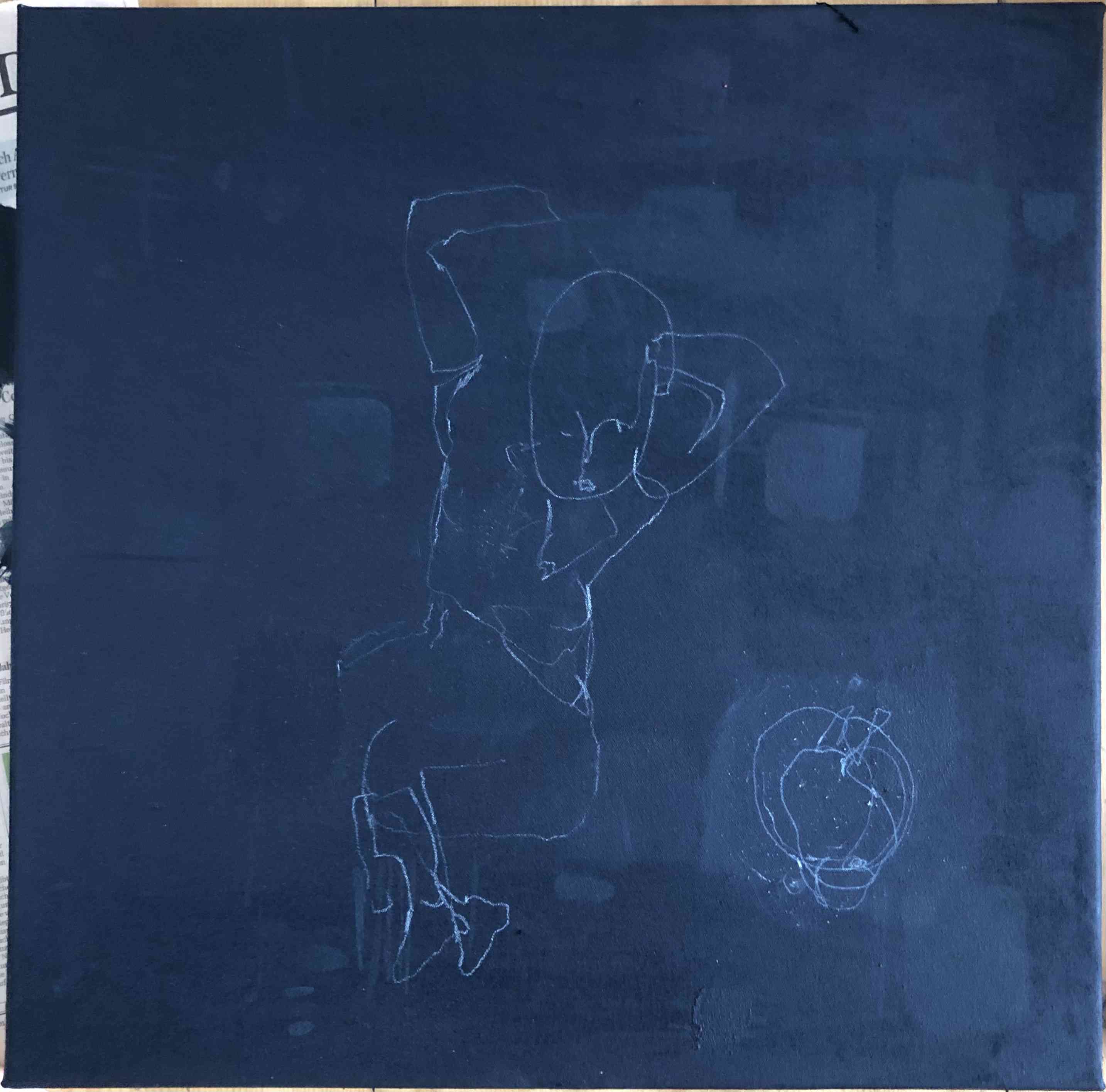 bewegung mit apfel 2, 40x40cm, 2020